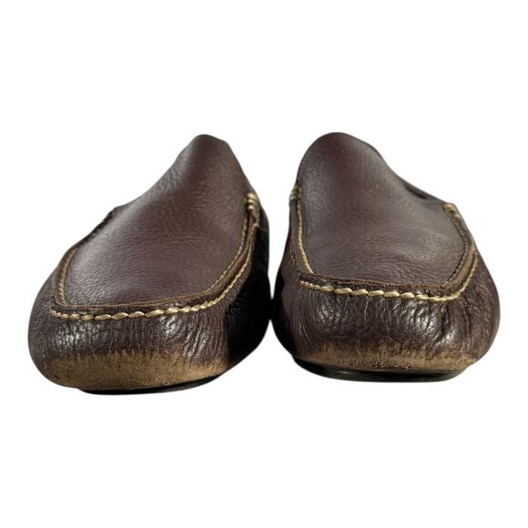 Polo Ralph Lauren Pebbled Leather Driving Loafers Brown Men’s 9.5D Moc Toe - Picture 2 of 8